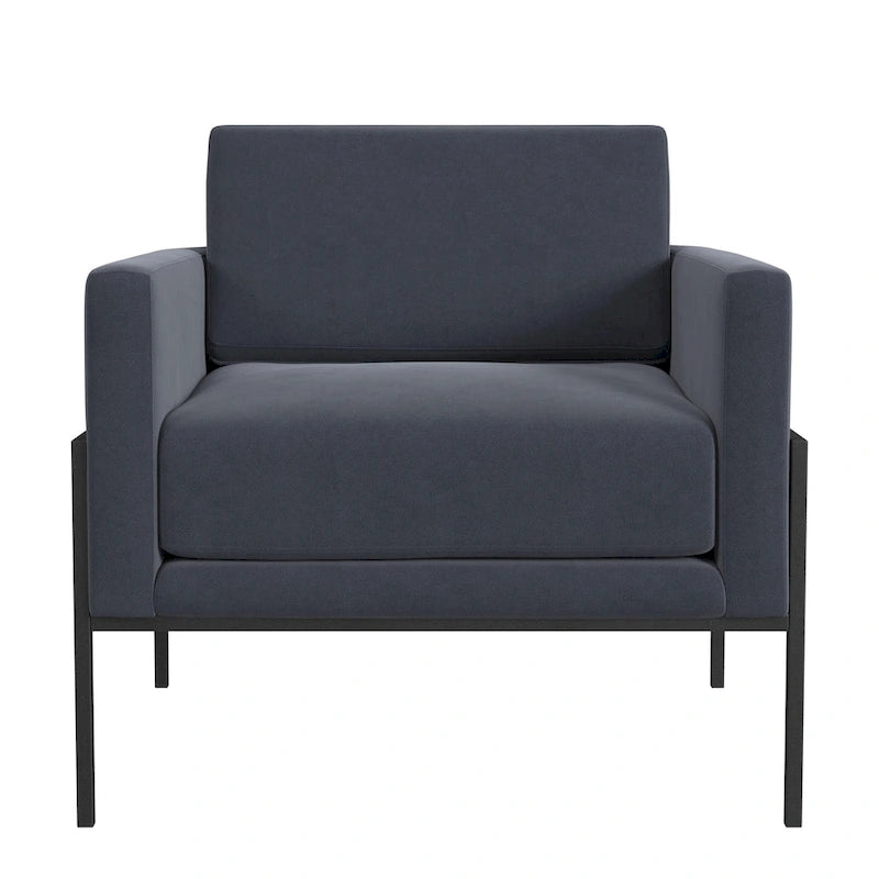 Modern Upholstered Club Chair with Metal Frame