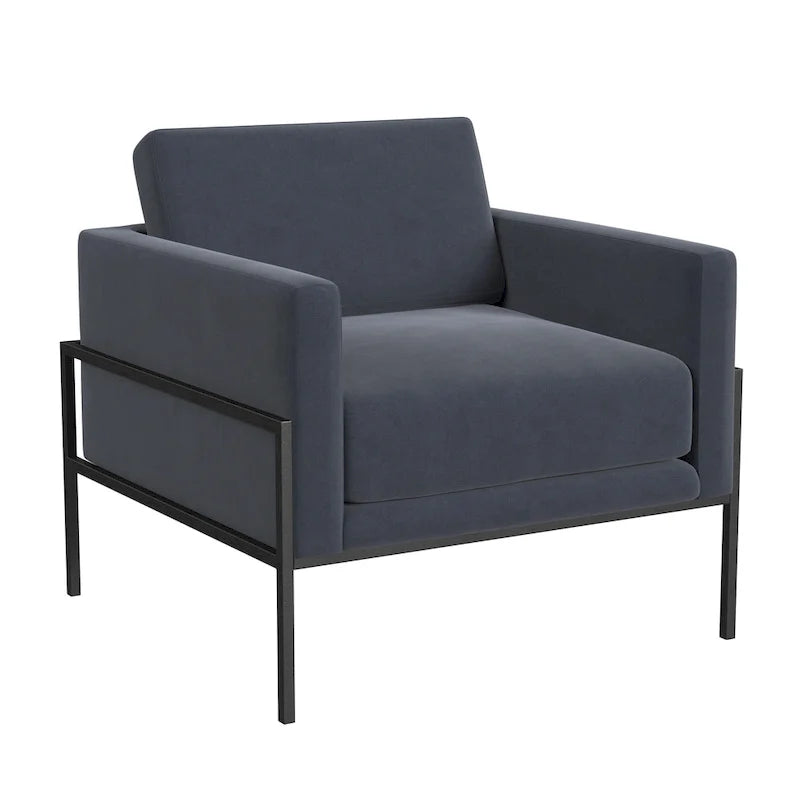 Modern Upholstered Club Chair with Metal Frame