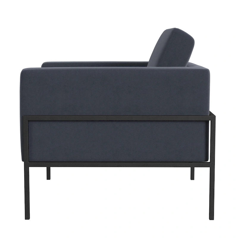 Modern Upholstered Club Chair with Metal Frame