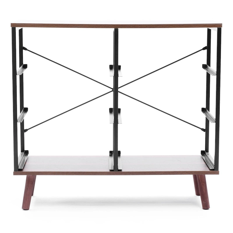 Black 6-Drawer Accent Chest with Brown Accents