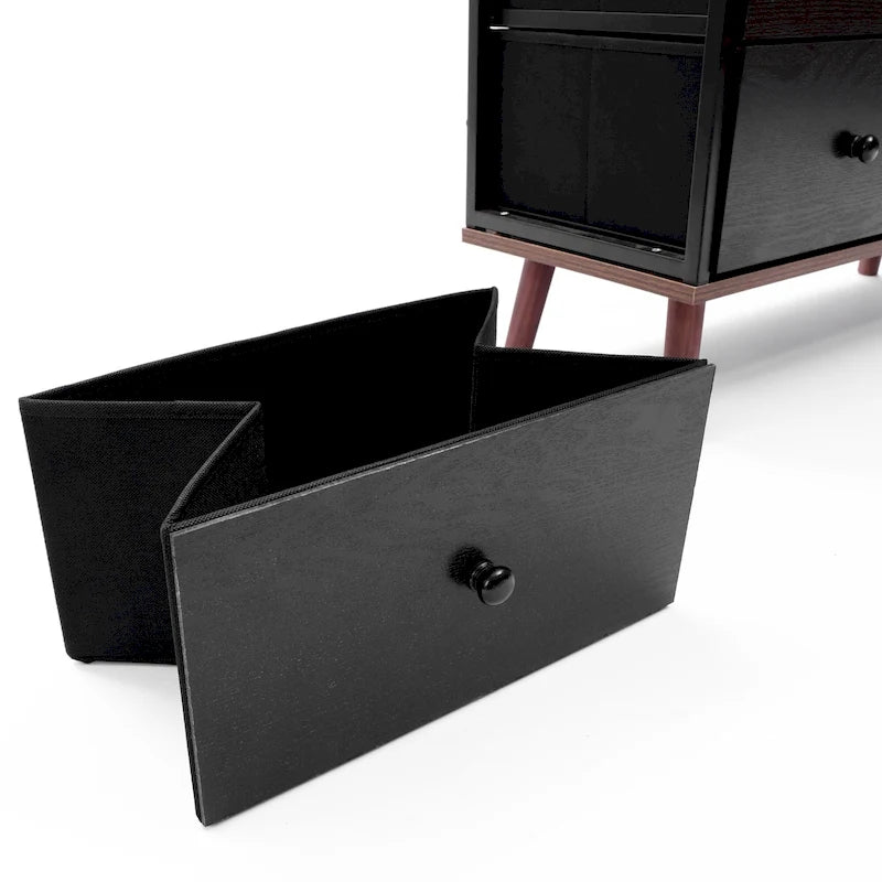Black 6-Drawer Accent Chest with Brown Accents
