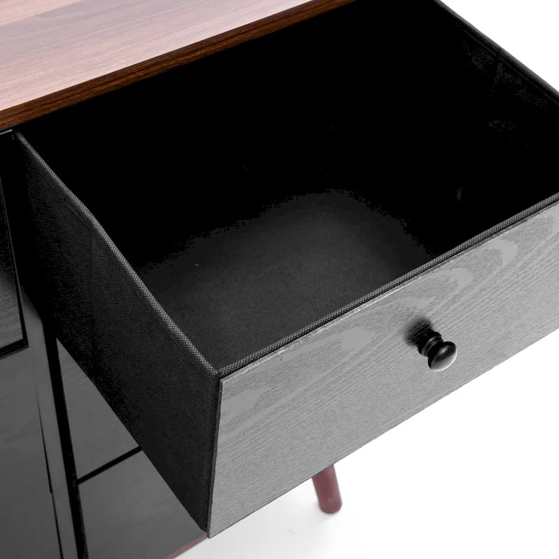 Black 6-Drawer Accent Chest with Brown Accents