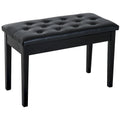 Faux Leather Padded 2-Person Duet Piano Bench with Storage, Black