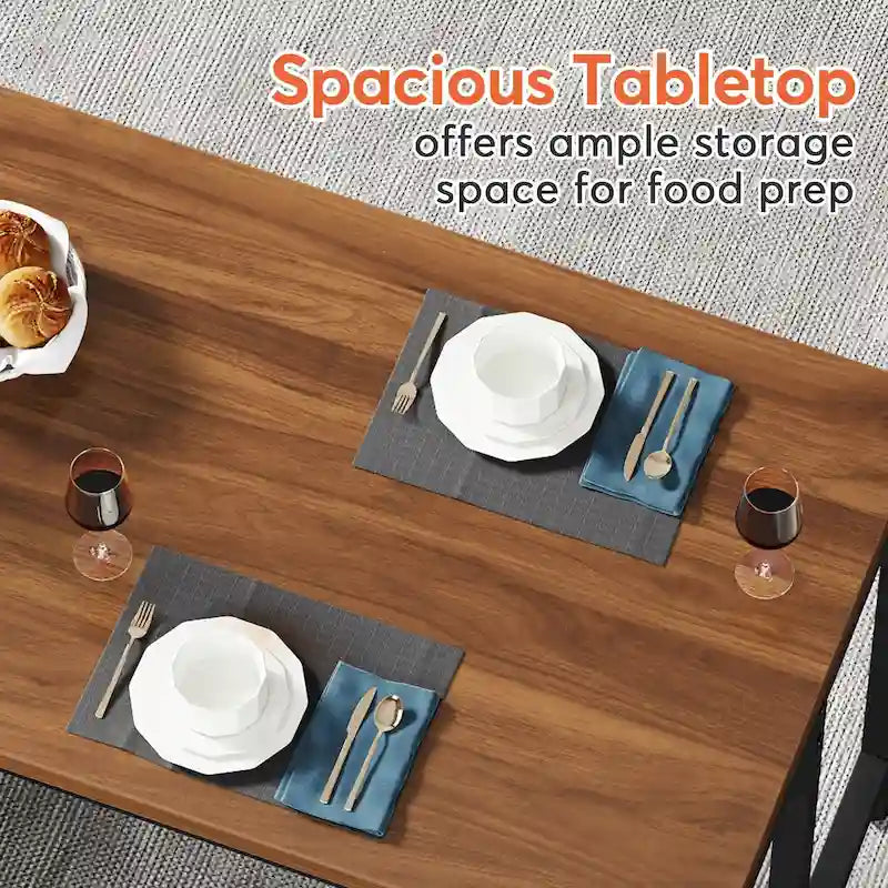 43-Inch Wide Kitchen Island, Counter Table with 5 Open Shelves
