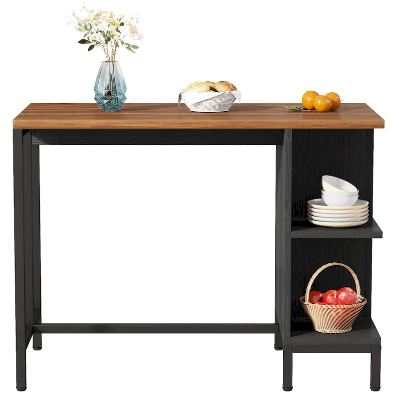43-Inch Wide Kitchen Island, Counter Table with 5 Open Shelves