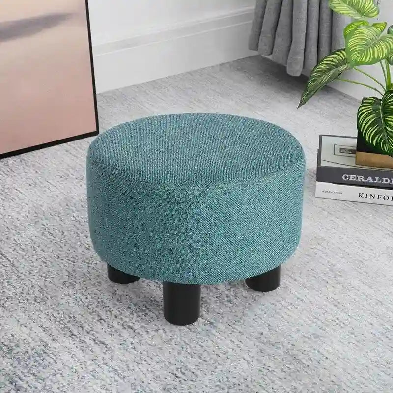 Modern Small Round Fabric Ottoman Footrest Footstool