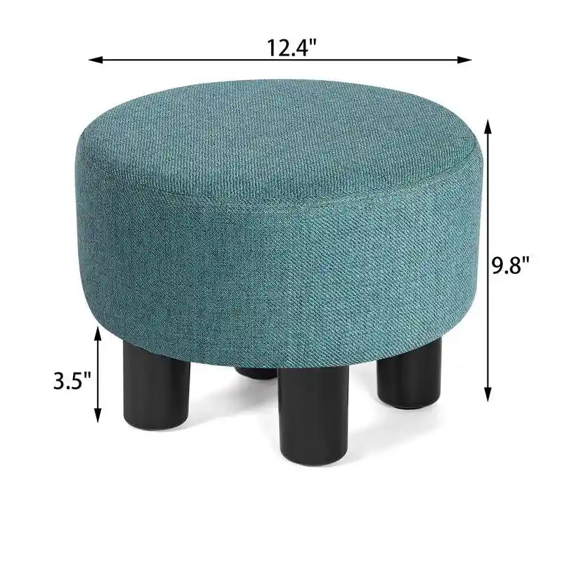 Modern Small Round Fabric Ottoman Footrest Footstool