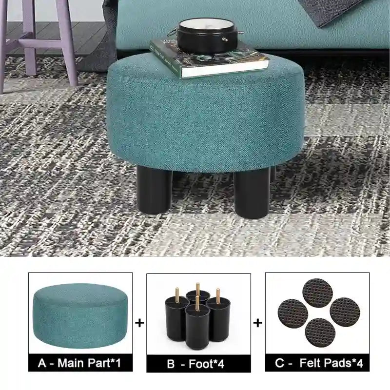 Modern Small Round Fabric Ottoman Footrest Footstool