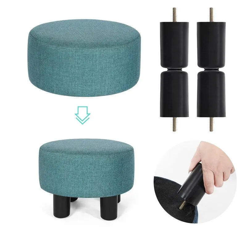 Modern Small Round Fabric Ottoman Footrest Footstool