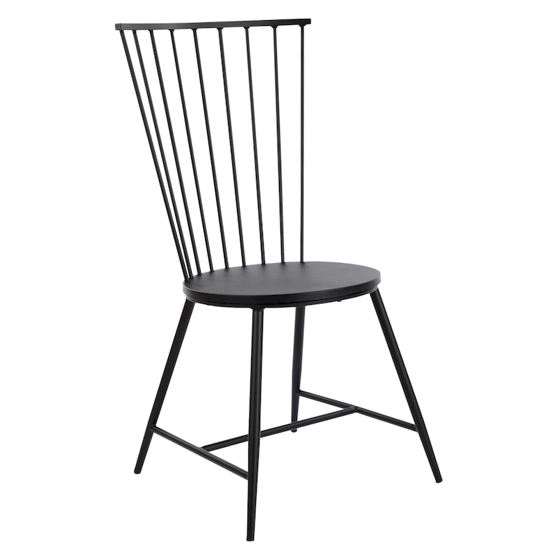 Black Metal Dining Chair, Early American Style Glossy Finish