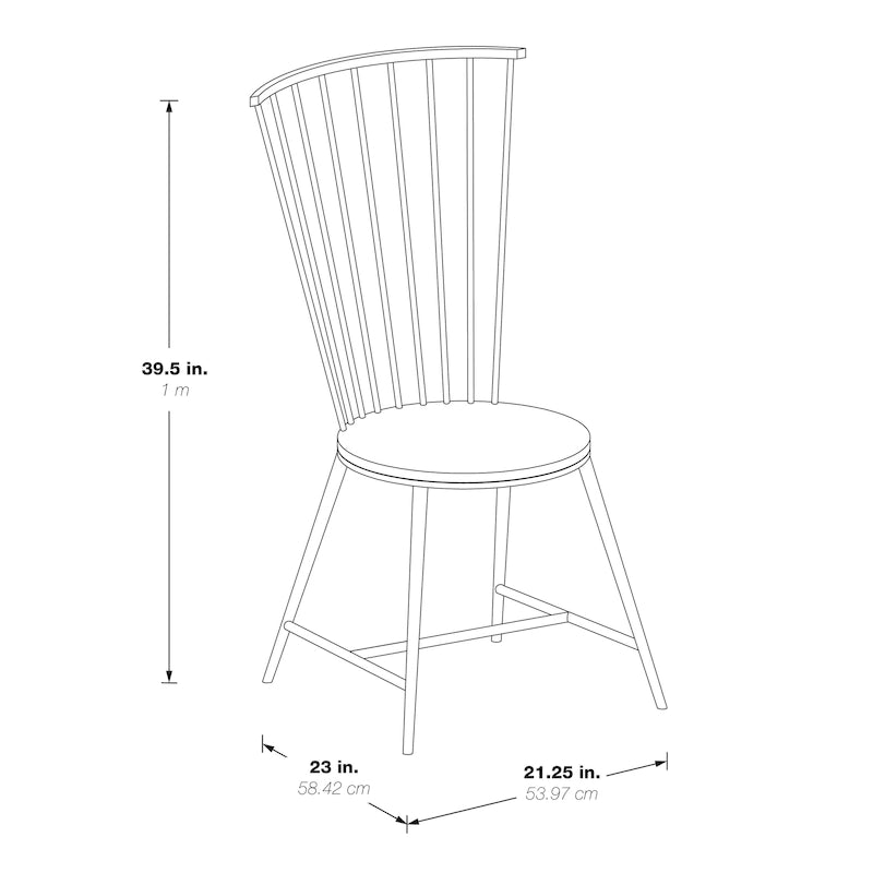 Black Metal Dining Chair, Early American Style Glossy Finish