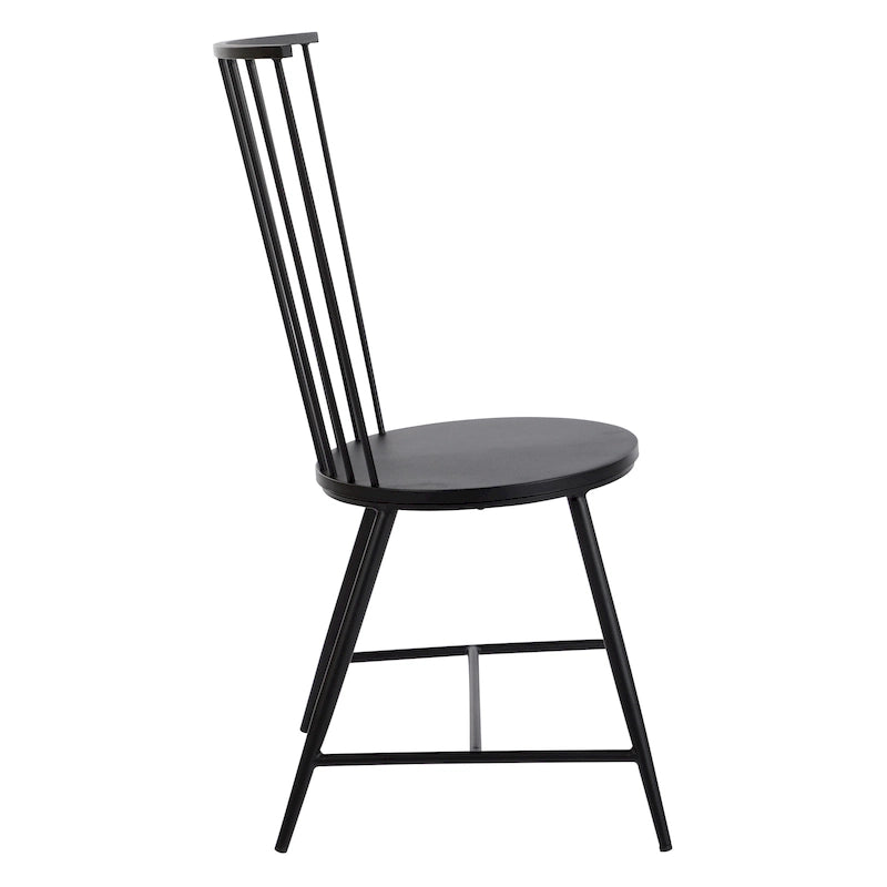 Black Metal Dining Chair, Early American Style Glossy Finish