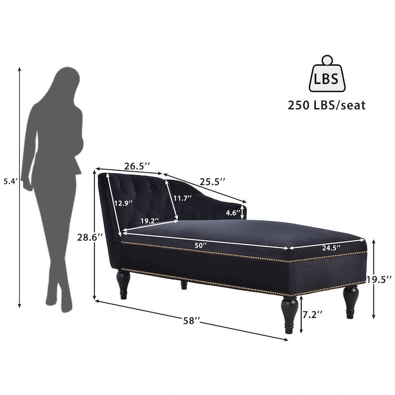 Button Tufted Velvet Chaise Lounge Chair
