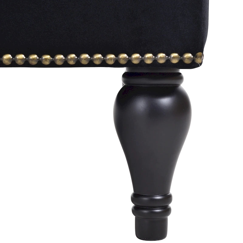 Button Tufted Velvet Chaise Lounge Chair