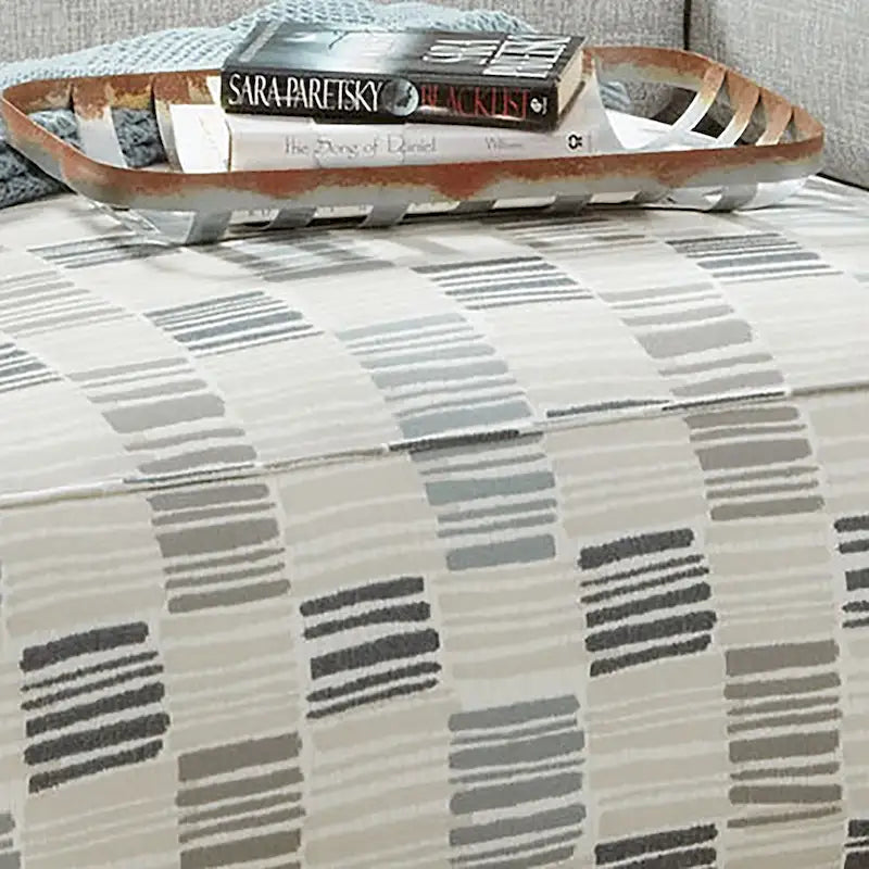 Transitional Grey Chenille Padded Cocktail Ottoman