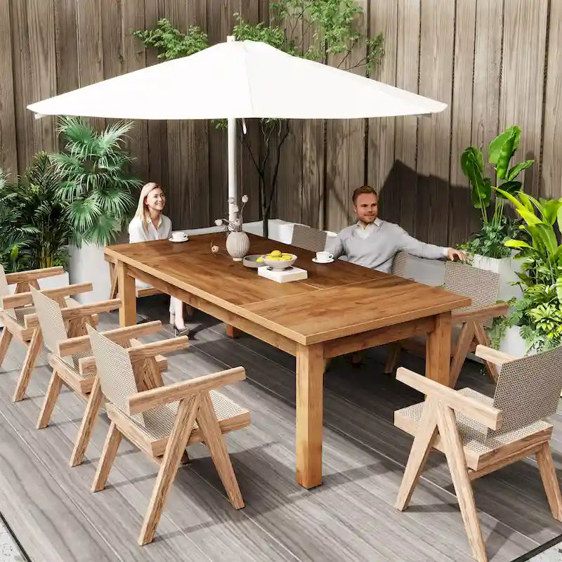 70.86-Inch Wood Dining Table for 6-8 People, Solid Wood Legs