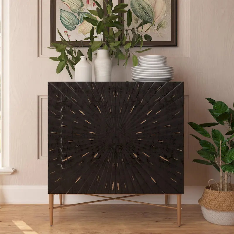 Vintage-Akzentschrank aus Holz mit 2 Türen zur Medienaufbewahrung
