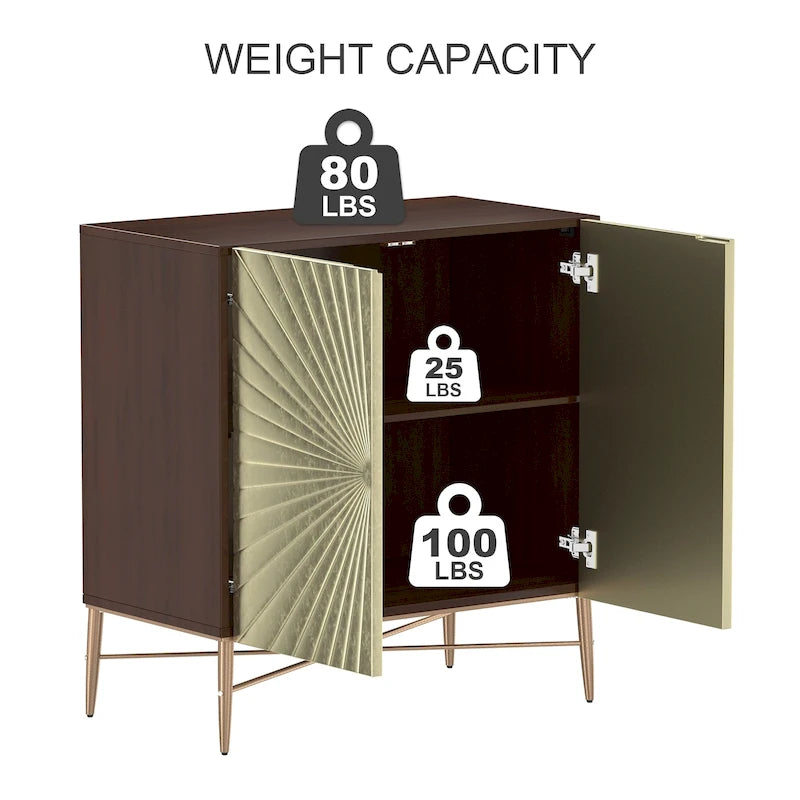 2 Door Vintage Wood Media Storage Accent Cabinet