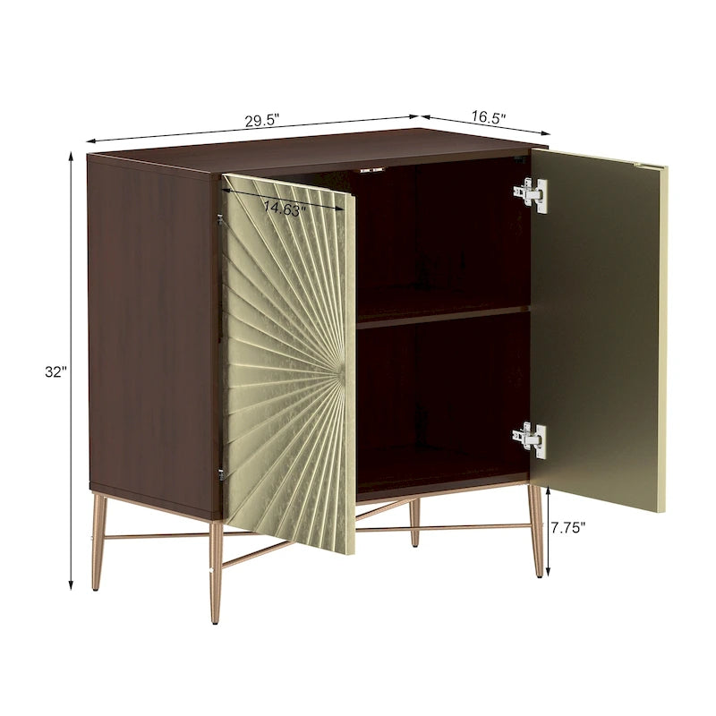 2 Door Vintage Wood Media Storage Accent Cabinet