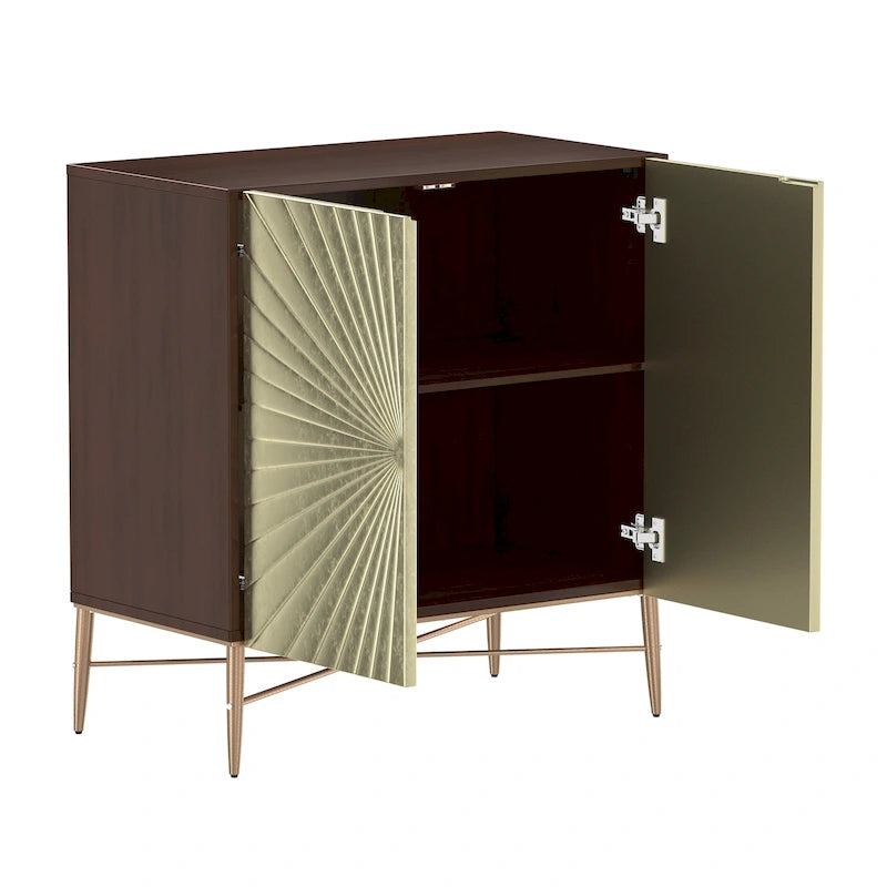 2 Door Vintage Wood Media Storage Accent Cabinet