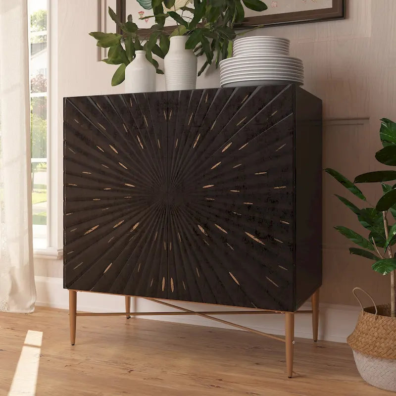 2 Door Vintage Wood Media Storage Accent Cabinet