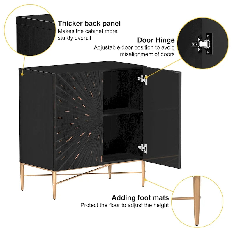 2 Door Vintage Wood Media Storage Accent Cabinet
