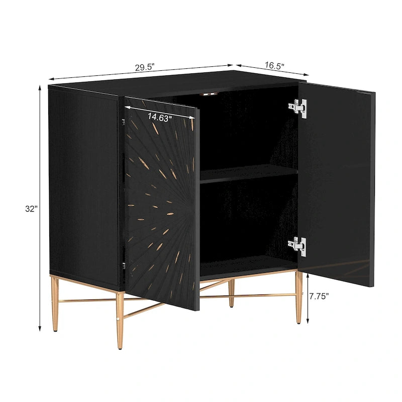 2 Door Vintage Wood Media Storage Accent Cabinet