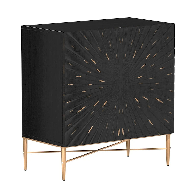 2 Door Vintage Wood Media Storage Accent Cabinet