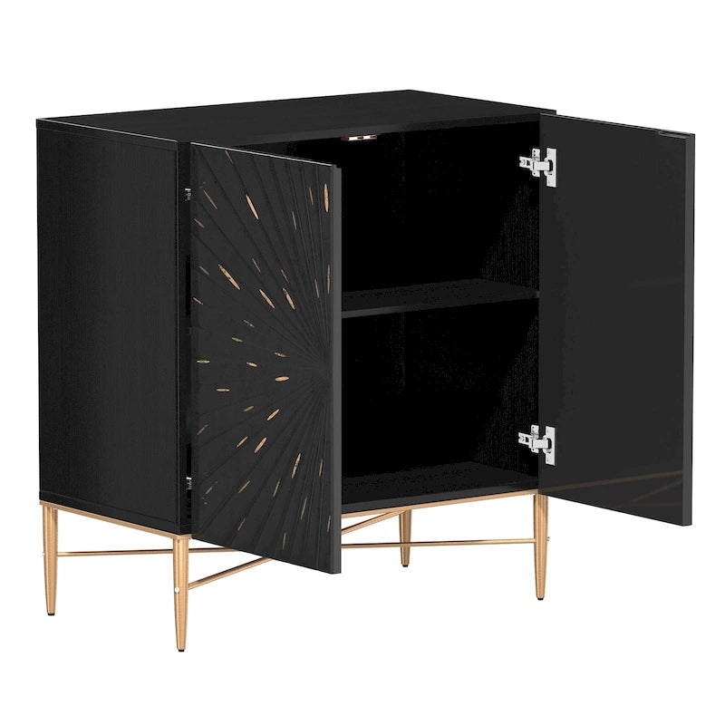 2 Door Vintage Wood Media Storage Accent Cabinet