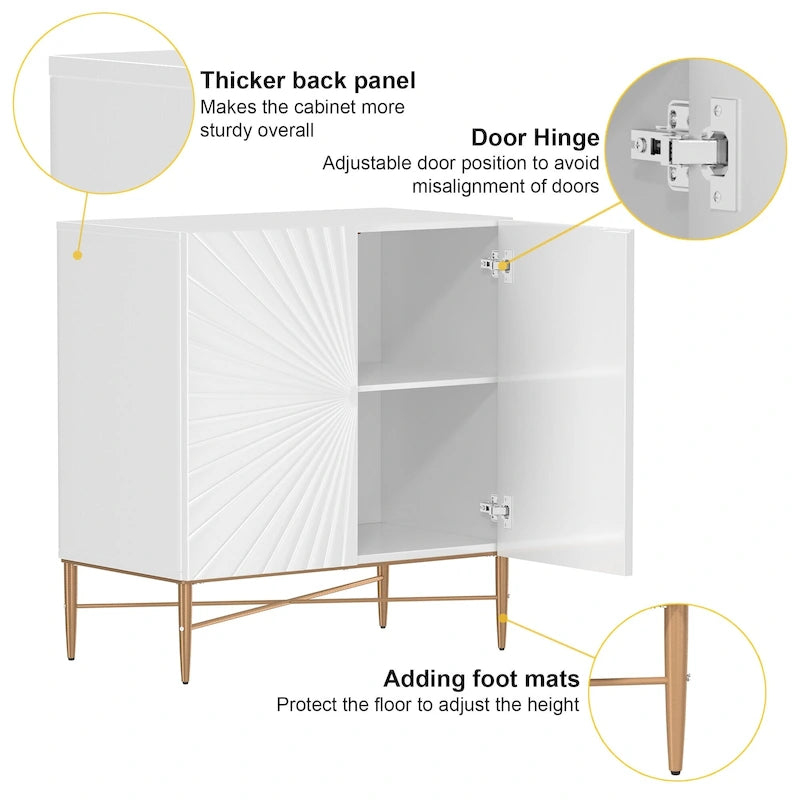 2 Door Vintage Wood Media Storage Accent Cabinet
