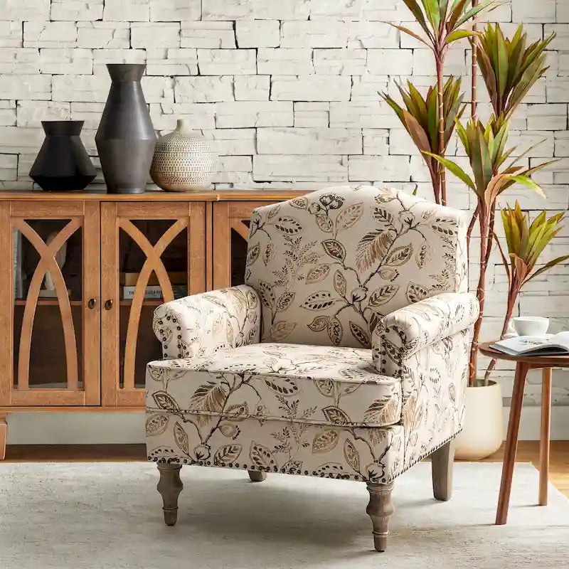 Farmhouse Nailhead Armchair with Rolled Arms