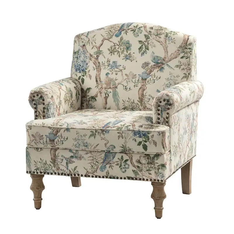 Farmhouse Nailhead Armchair with Rolled Arms