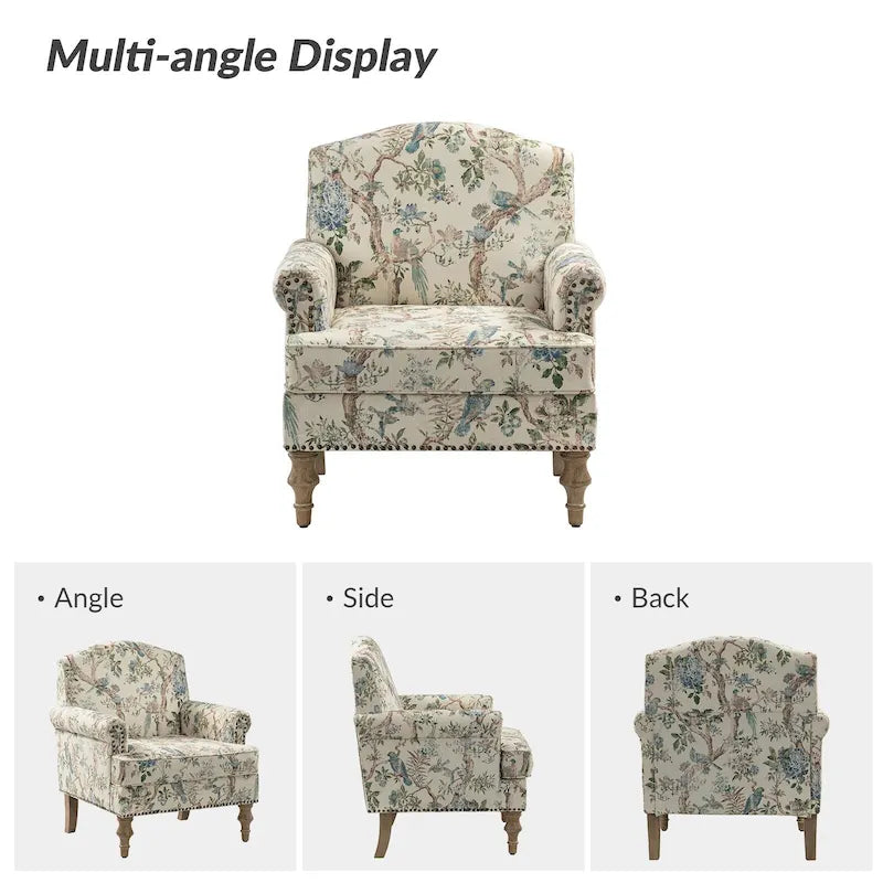 Farmhouse Nailhead Armchair with Rolled Arms