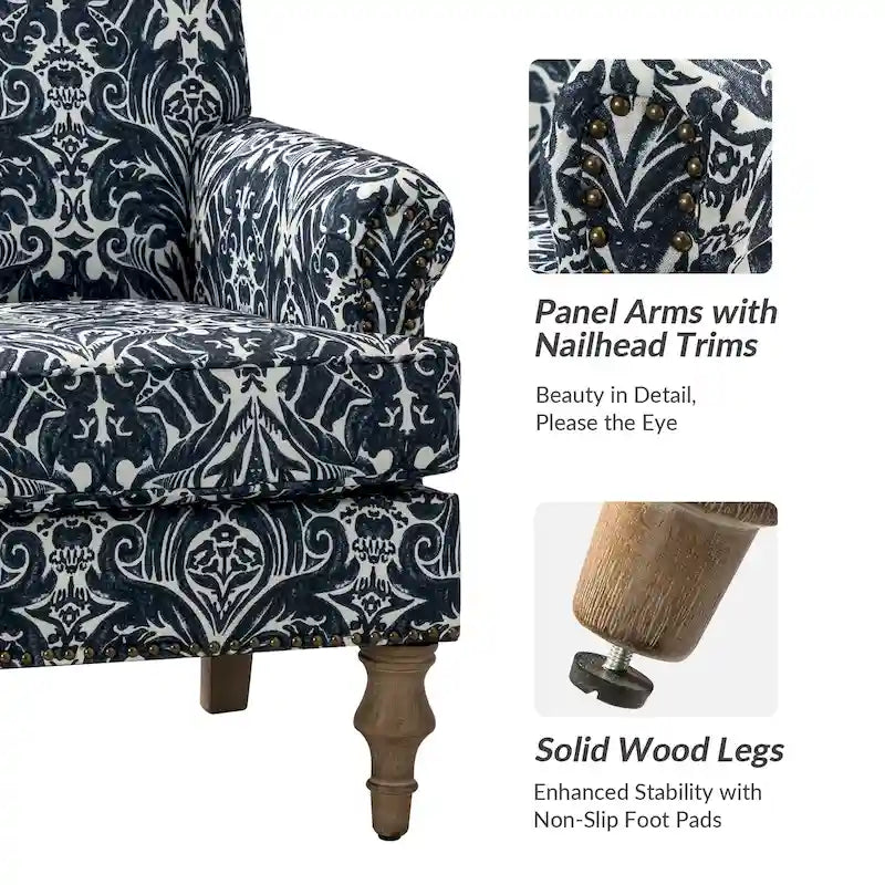 Farmhouse Nailhead Armchair with Rolled Arms