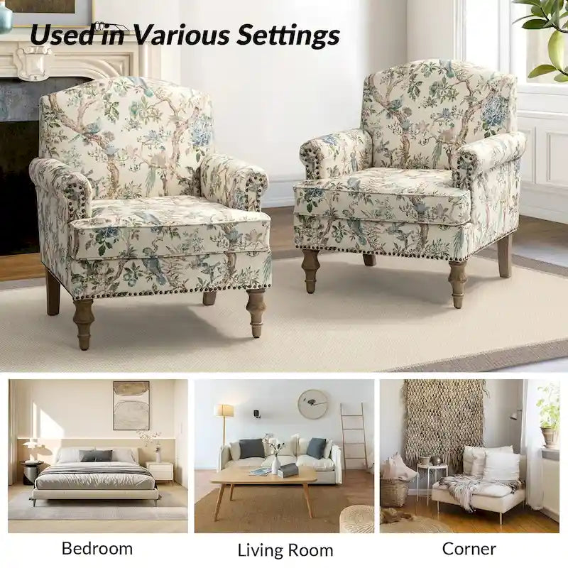 Farmhouse Nailhead Armchair with Rolled Arms