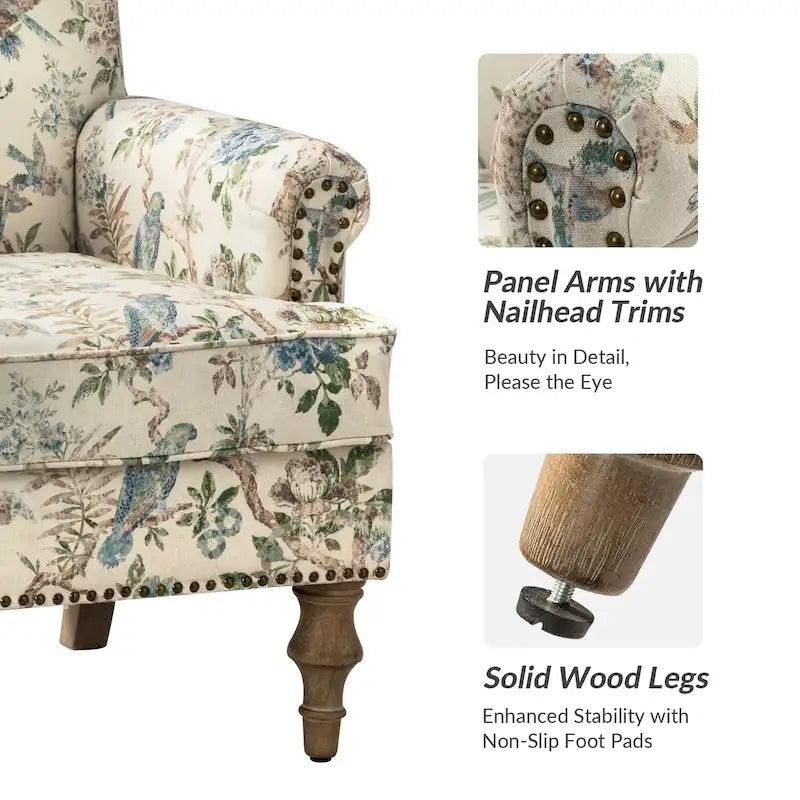 Farmhouse Nailhead Armchair with Rolled Arms