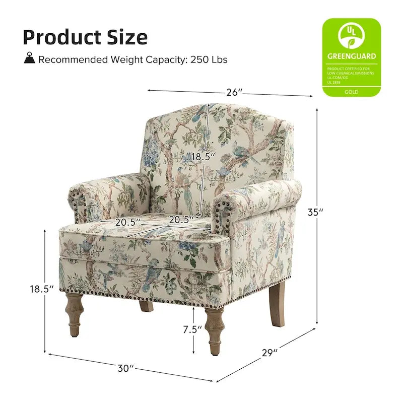 Farmhouse Nailhead Armchair with Rolled Arms