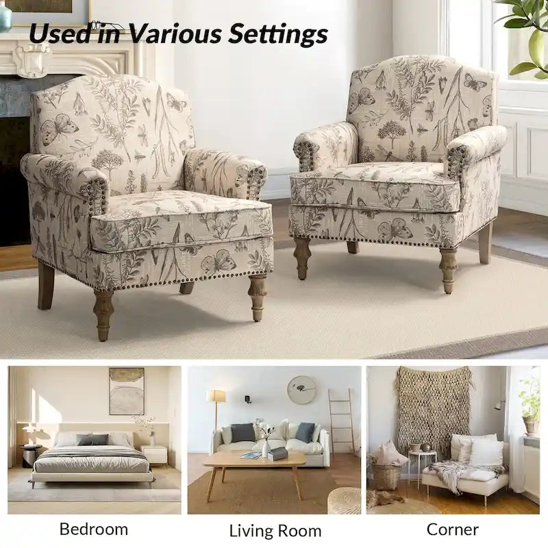 Farmhouse Nailhead Armchair with Rolled Arms