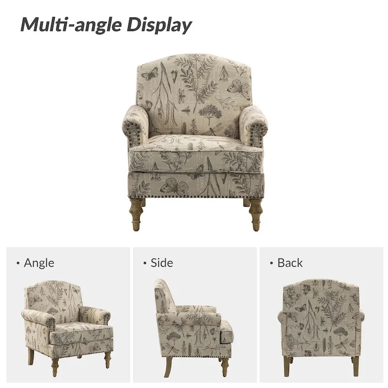 Farmhouse Nailhead Armchair with Rolled Arms