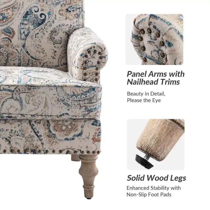 Farmhouse Nailhead Armchair with Rolled Arms