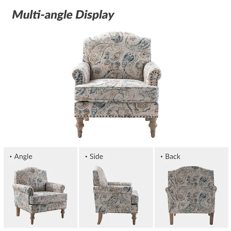 Farmhouse Nailhead Armchair with Rolled Arms