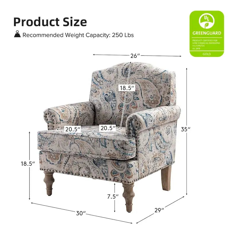 Farmhouse Nailhead Armchair with Rolled Arms