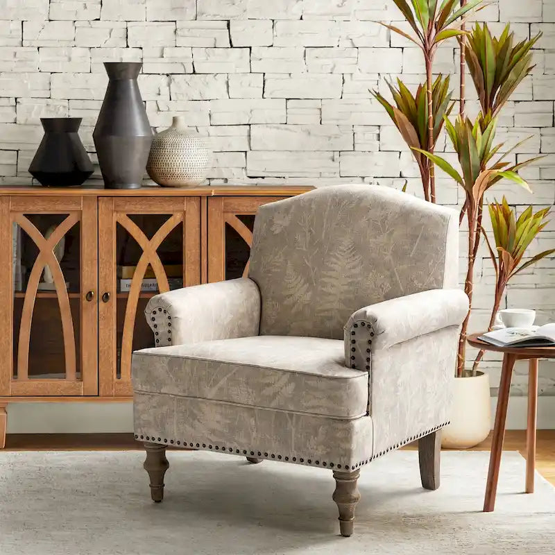 Farmhouse Nailhead Armchair with Rolled Arms