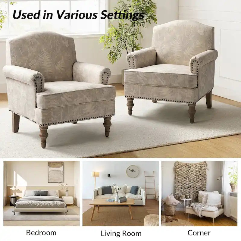 Farmhouse Nailhead Armchair with Rolled Arms