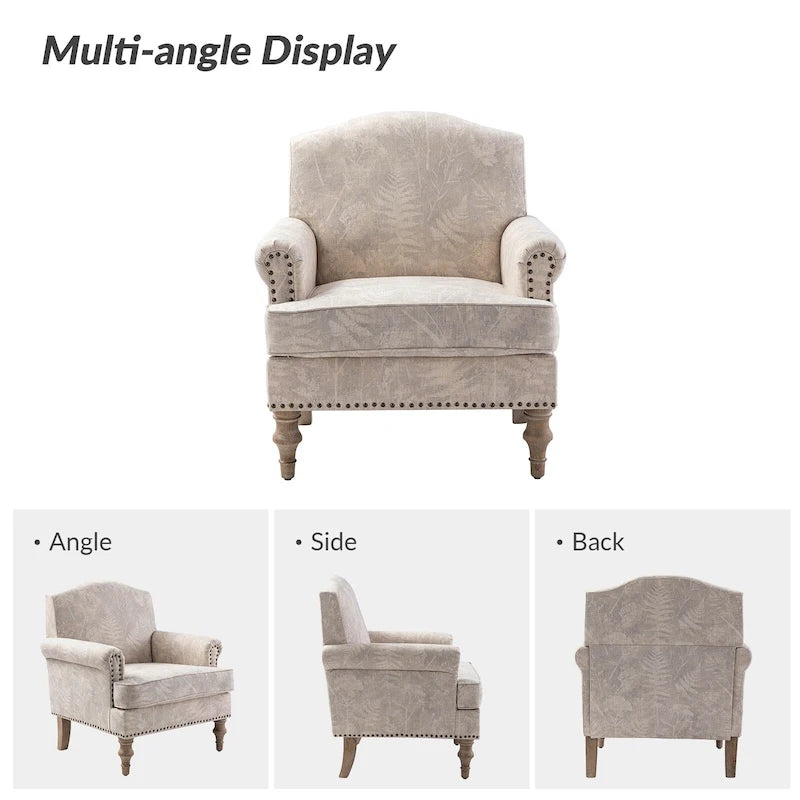 Farmhouse Nailhead Armchair with Rolled Arms