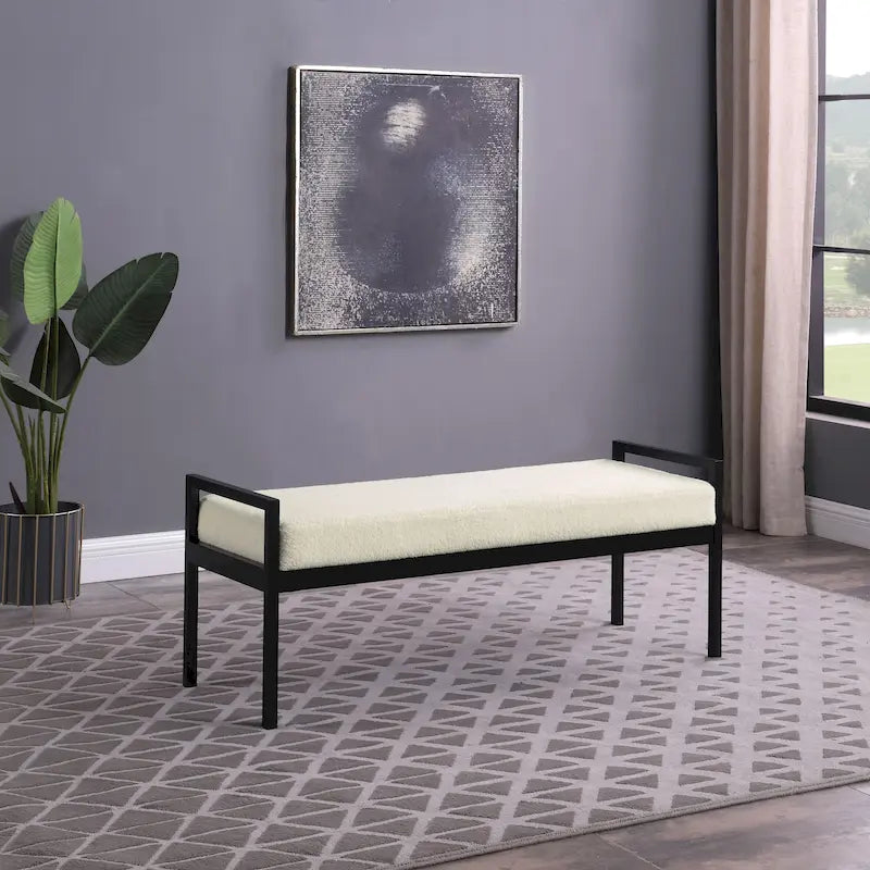 Modern Metal Upholstered Bench