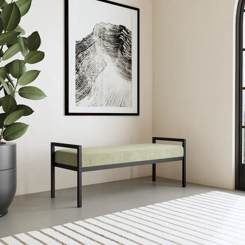 Modern Metal Upholstered Bench