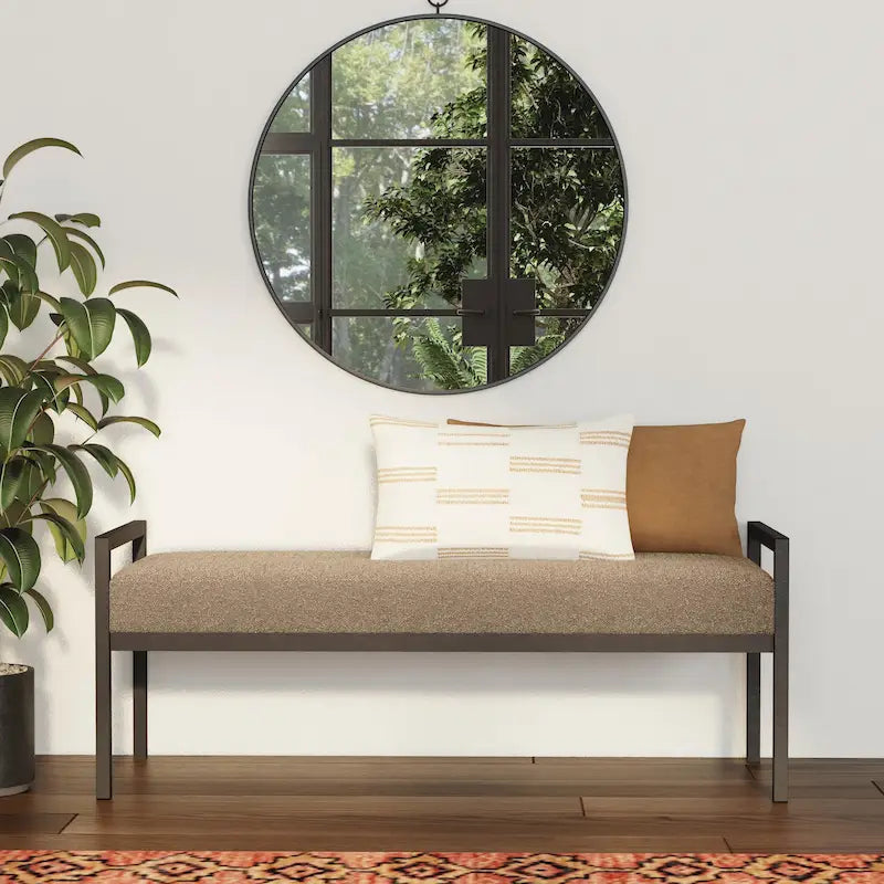 Modern Metal Upholstered Bench