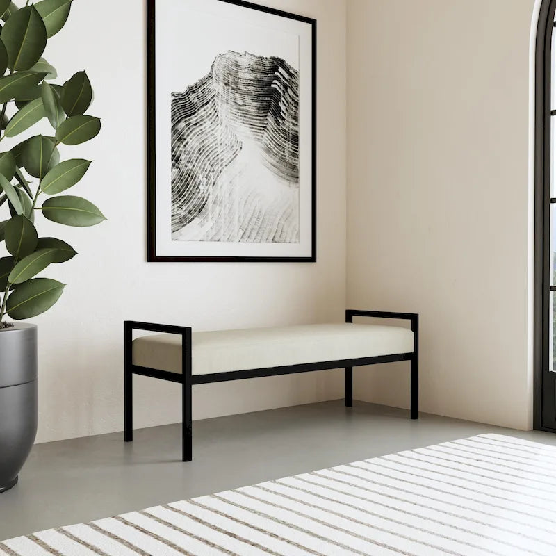 Modern Metal Upholstered Bench