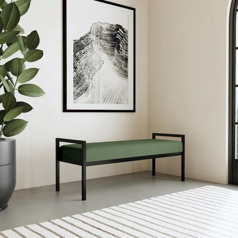 Modern Metal Upholstered Bench